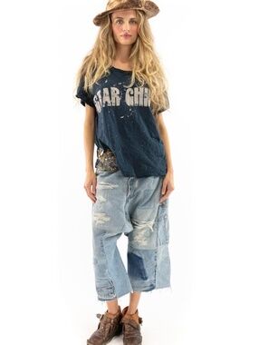 Rare Magnolia Pearl Star Child Graphic Tee Rare Faded Boro (Dark Blue) Color!